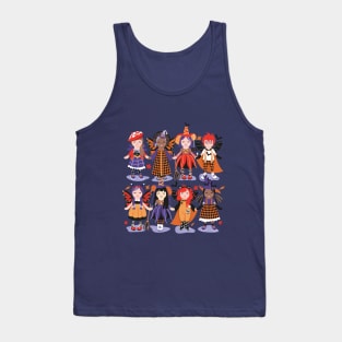 Witches dance // spot illustration // lilac background red orange and purple halloween fantasy costumes Tank Top